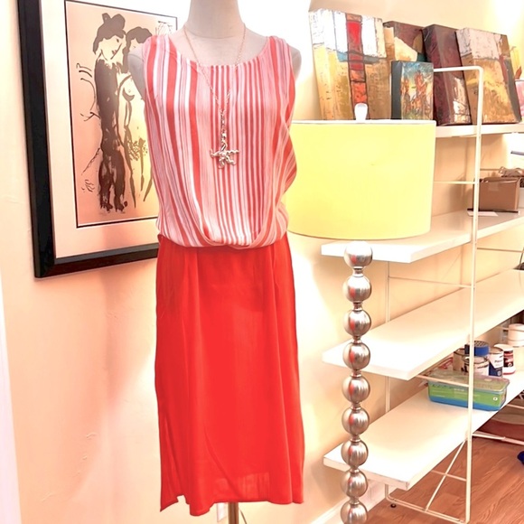 Blu Heaven,Slimming,Vertical-Striped Upper Dress, Versatile & EasyWear, Size S - Picture 1 of 11